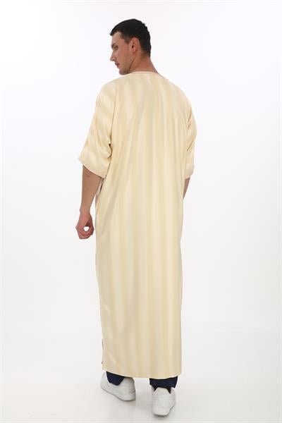 Renkli Nakışlı İthal Fistan - Çizgili, Krem