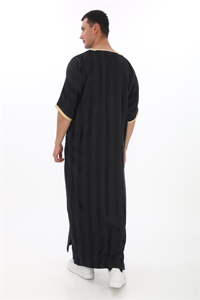 Renkli Nakışlı İthal Fistan - Çizgili, Siyah