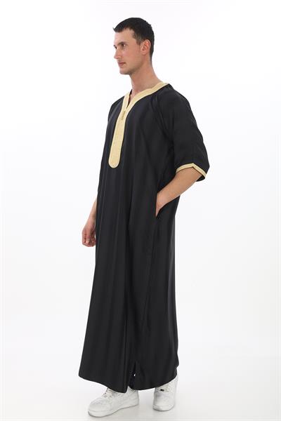 Renkli Nakışlı İthal Fistan - Çizgili, Siyah