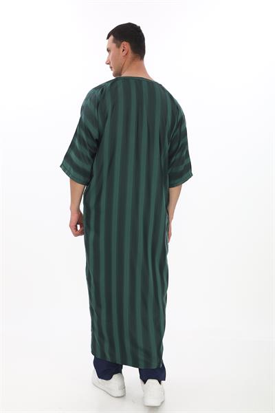 Renkli Nakışlı İthal Fistan - Çizgili, Siyah ve Haki