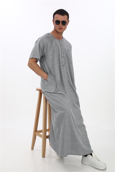 Renkli Nakışlı İthal Fistan -Taş rengi