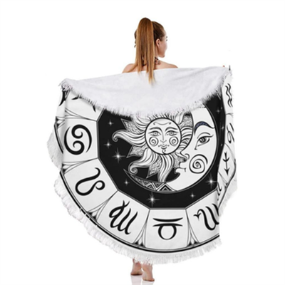 Beyaz Zodyak Plaj Havlusu