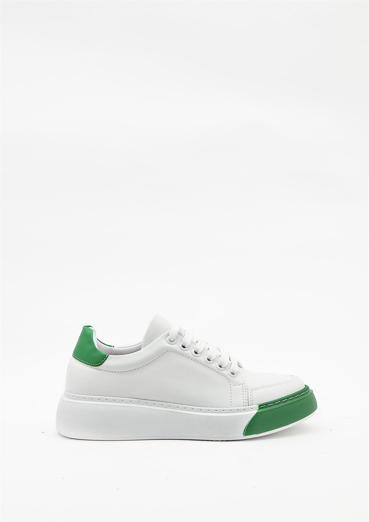 Yeşil Kundura Y358073 Kadın Beyaz Sneaker | Yeşil Kundura