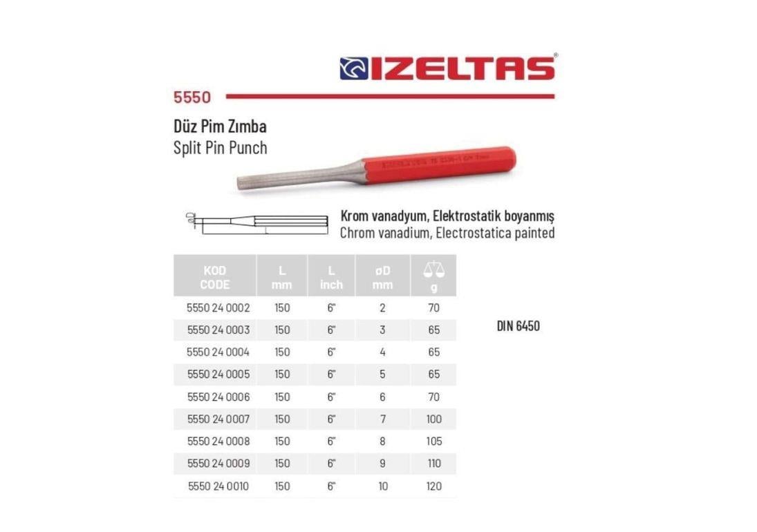 İzeltaş Düz Pim Zımba 7 mm - 5550 25 0007