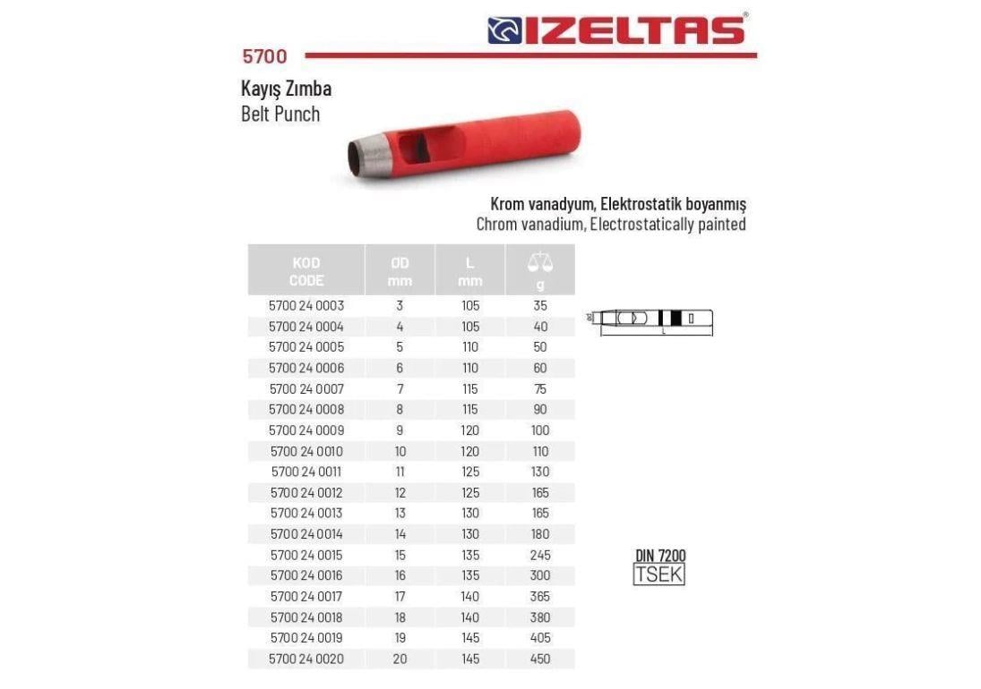 İzeltaş Kayış Zımba 9 mm - 5700 24 0009