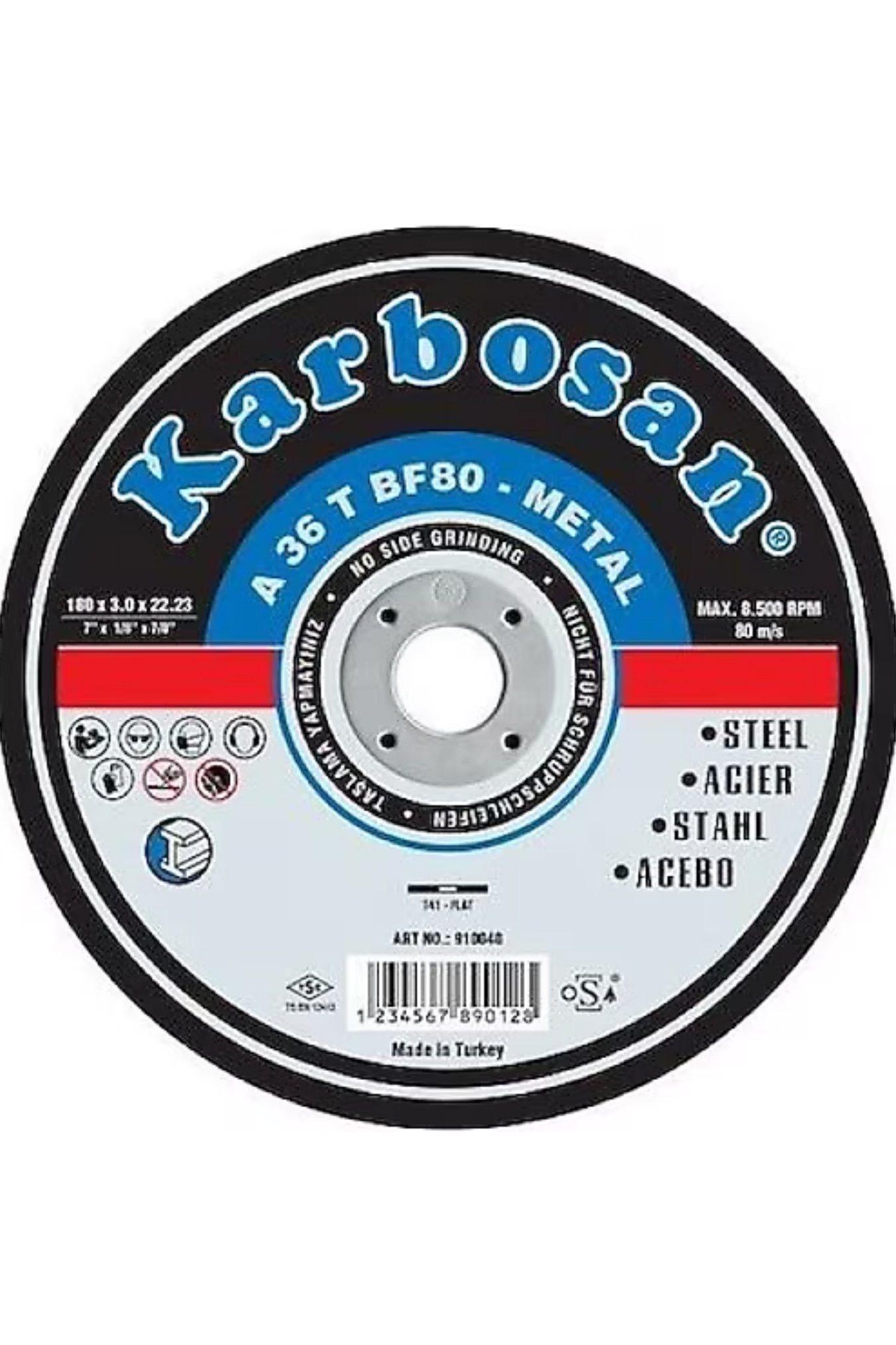 KARBOSAN 10 Adet Metal Kesme Diski 180x3x22.23mm