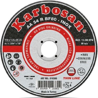 KARBOSAN 25 Adet Metal Kesme Diski 115x1.0x22.23mm