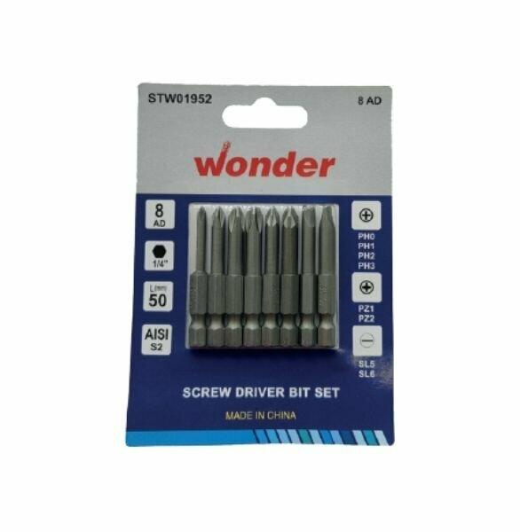 Wonder Yıldız Pozi Düz Bits Uç Seti 50Mm 8 Li Paket