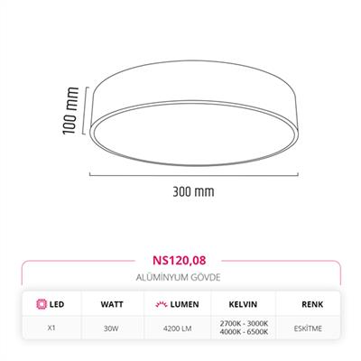 Moda Aydınlatma 30 Cm Sıva Üstü Ledli Tavan Armatürü Eskitme MD-S 3042-08