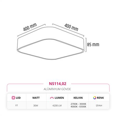 Moda Aydınlatma 40 cm Led Sarkıt Siyah MD-S 3026/1-02