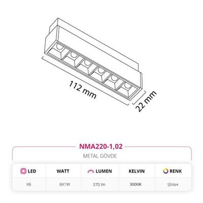 Moda Aydınlatma 48V Frame Led Magnet Linear Armatür Siyah MD-M 6003-02