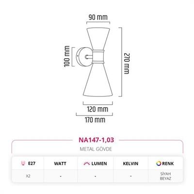 Moda Aydınlatma Çift Yönlü İç Mekan Aplik Beyaz Siyah MD-A 5202-03