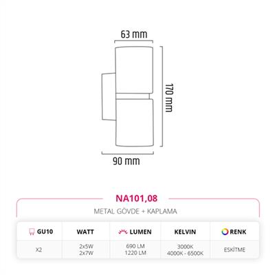 Moda Aydınlatma Çift Yönlü İç Mekan Aplik Eskitme MD-A 5180-08