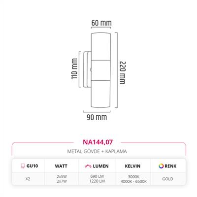 Moda Aydınlatma Çift Yönlü İç Mekan Aplik Gold MD-A 5200-07