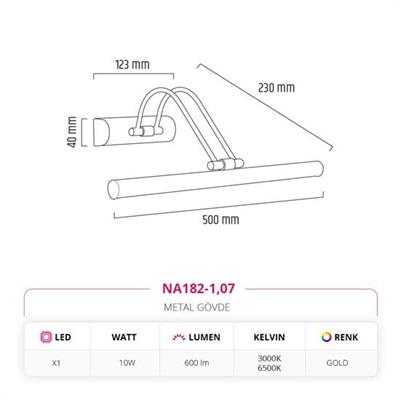 Moda Aydınlatma Dekoratif 50 Cm Gold Tablo Aplik MD-A 5252-07