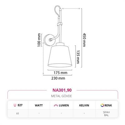 Moda Aydınlatma Dekoratif Aplik Siyah Bal MD-A 5216-90