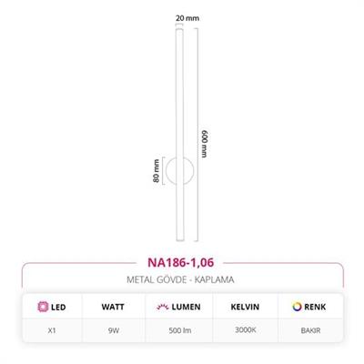 Moda Aydınlatma Dekoratif İç Mekan Aplik Bakır MD-A 5264-06