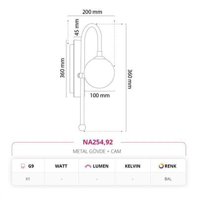 Moda Aydınlatma Dekoratif İç Mekan Aplik Bal MD-A 5257-92