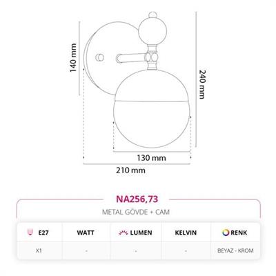 Moda Aydınlatma Dekoratif İç Mekan Aplik Beyaz Krom MD-A 5259-73