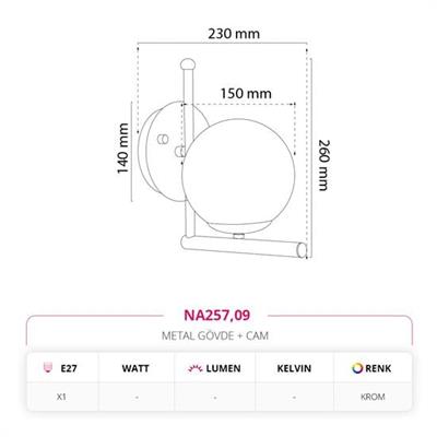 Moda Aydınlatma Dekoratif İç Mekan Aplik Krom MD-A 5260-09