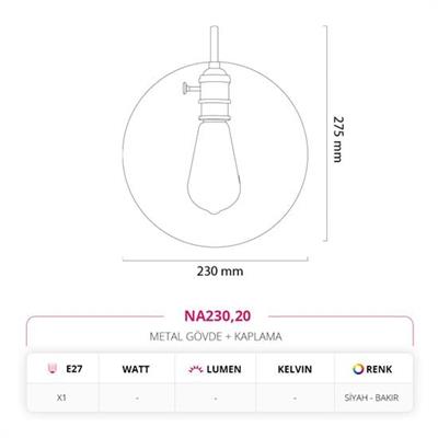 Moda Aydınlatma Dekoratif İç Mekan Aplik Siyah Bakır MD-A 5239-20