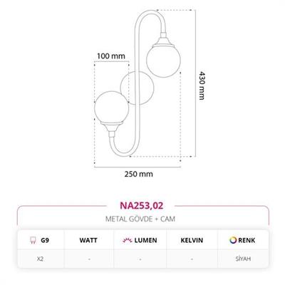 Moda Aydınlatma Dekoratif İç Mekan Aplik Siyah MD-A 5245-02