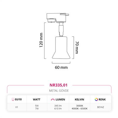 Moda Aydınlatma Dekoratif Ray Spot Beyaz MD-R 1138-01