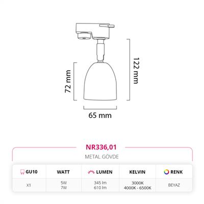 Moda Aydınlatma Dekoratif Ray Spot Beyaz MD-R 1145-01