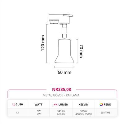 Moda Aydınlatma Dekoratif Ray Spot Eskitme MD-R 1142-08