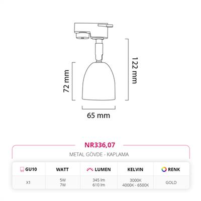Moda Aydınlatma Dekoratif Ray Spot Gold MD-R 1148-07