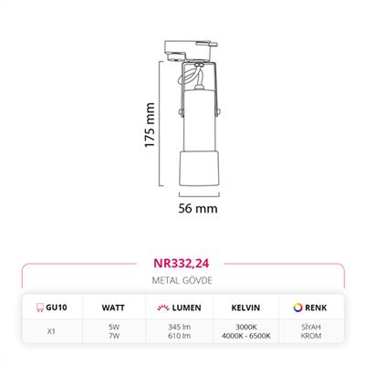 Moda Aydınlatma Dekoratif Ray Spot Krom MD-R 1135-24