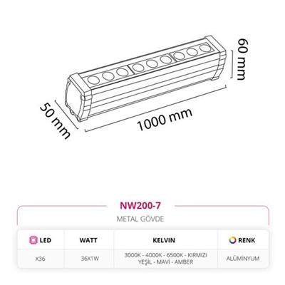 Moda Aydınlatma Dış Mekan 100 CM Wallwasher MD-K 5267