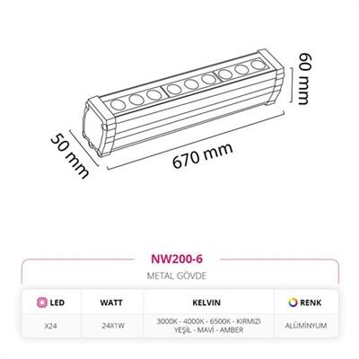 Moda Aydınlatma Dış Mekan 67 CM Wallwasher MD-A 5266