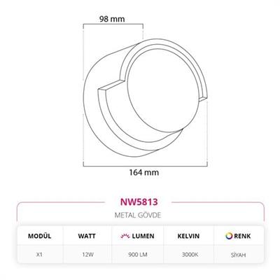 Moda Aydınlatma Dış Mekan LED Aplik Siyah MD-A 5268-02