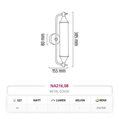 Moda Aydınlatma İç Mekan Aplik Eskitme MD-S 5236-08