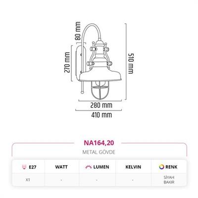 Moda Aydınlatma İç Mekan Aplik Siyah Bakır MD-A 5213-20