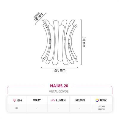Moda Aydınlatma İç Mekan Aplik Siyah Bakır MD-A 5229-20