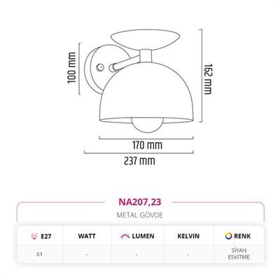 Moda Aydınlatma İç Mekan Aplik Siyah Eskitme MD-A 5233-23