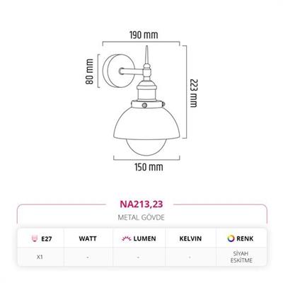 Moda Aydınlatma İç Mekan Aplik Siyah Eskitme MD-A 5234-23