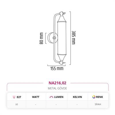 Moda Aydınlatma İç Mekan Aplik Siyah MD-A 5235-02
