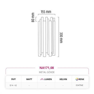Moda Aydınlatma İç Mekan Çift Yönlü Boru Aplik Eskitme MD-A 5220-08