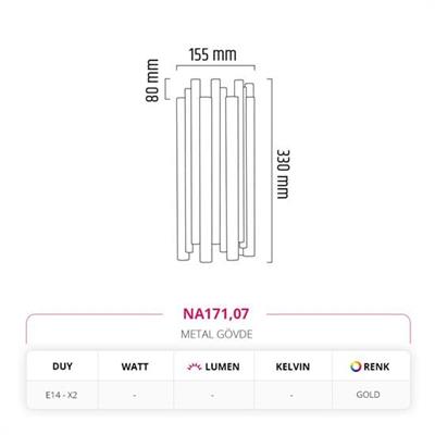 Moda Aydınlatma İç Mekan Çift Yönlü Boru Aplik Gold MD-A 5219-07