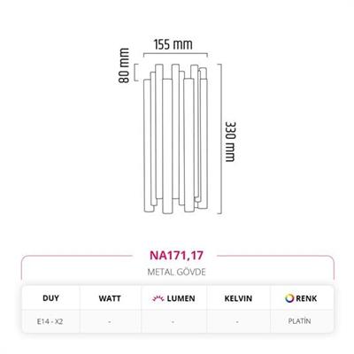 Moda Aydınlatma İç Mekan Çift Yönlü Boru Aplik Platin MD-A 5222-17