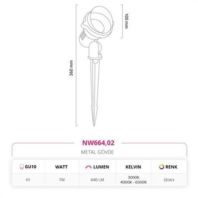 Moda Aydınlatma Kazıklı Bahçe Çim Armatürü Siyah MD-S 4583-02