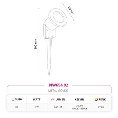 Moda Aydınlatma Kazıklı Bahçe Çim Armatürü Siyah MD-S 4584-02