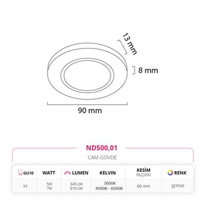 Moda Aydınlatma Sıva Altı Cam Spot MD-D 2166-01