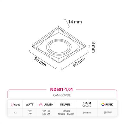Moda Aydınlatma Sıva Altı Cam Spot MD-D 2172-01