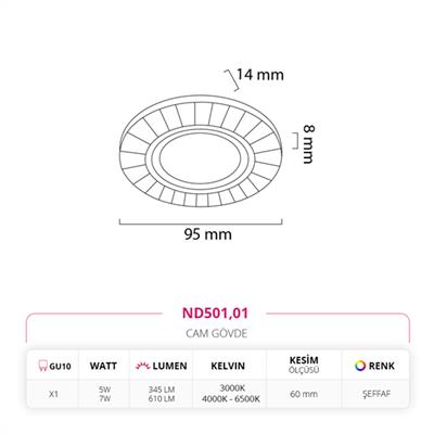 Moda Aydınlatma Sıva Altı Cam Spot MD-D 2170-01