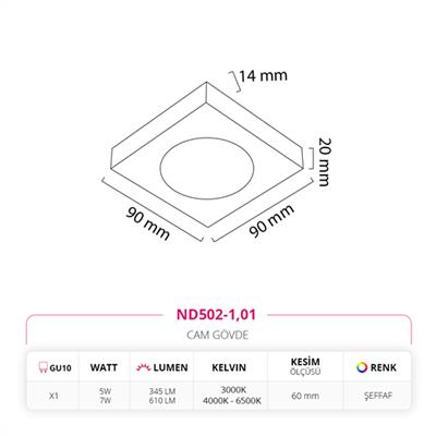 Moda Aydınlatma Sıva Altı Cam Spot MD-D 2176-01