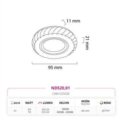 Moda Aydınlatma Sıva Altı Çerçeve Ledli Cam Spot MD-D 2180-01